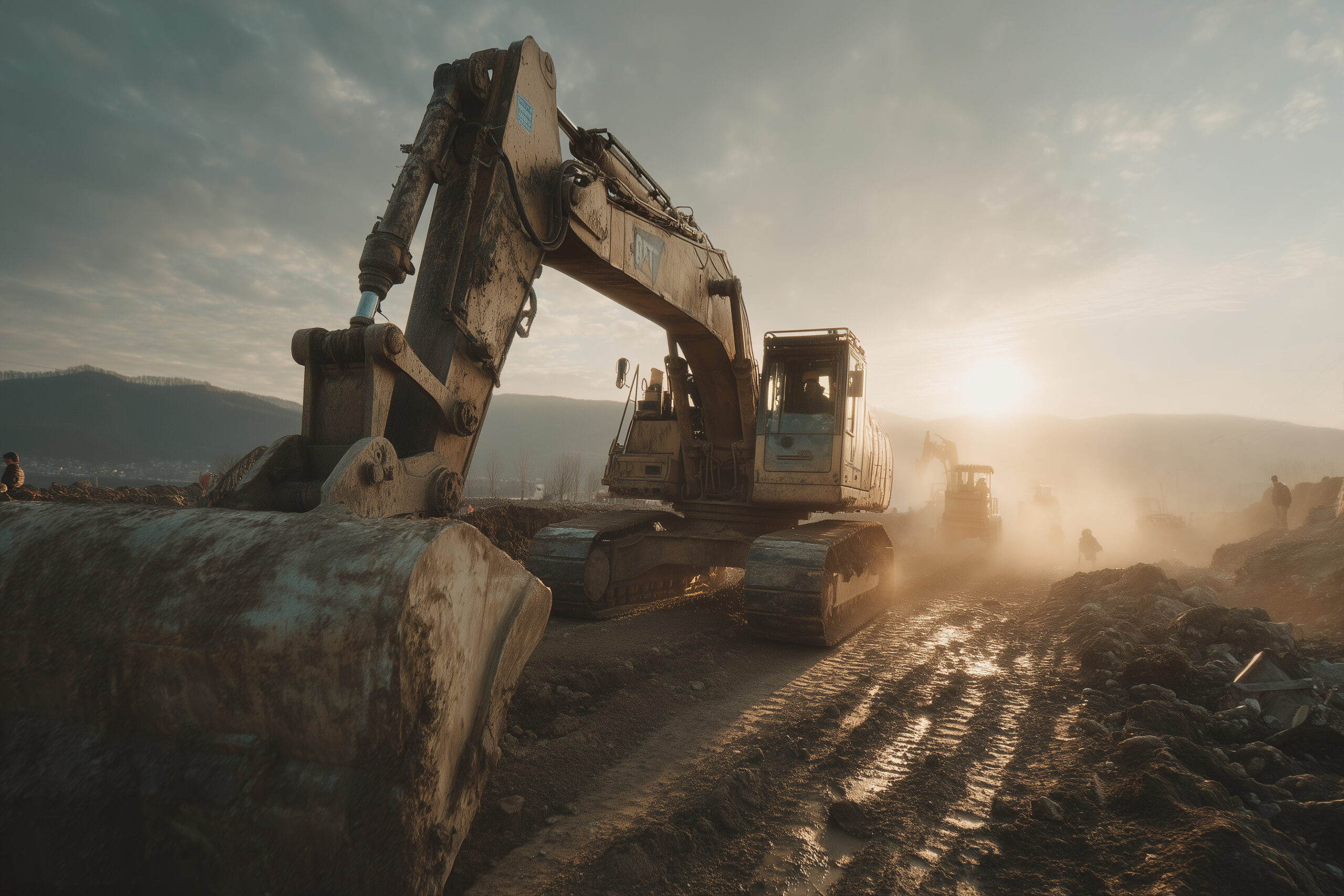 Stagiaire en formation CACES R482 conduisant un engin de chantier encadré par un formateur